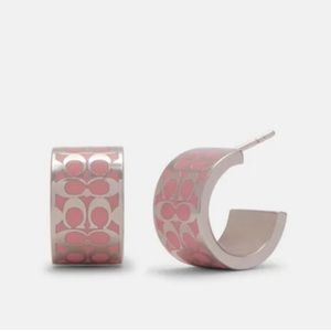 NWT Coach Signature Huggie Earrings